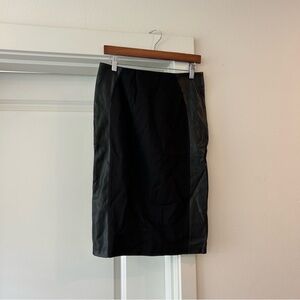 Eva Longoria midi Skirt with faux leather accents stretchy pencil skirt